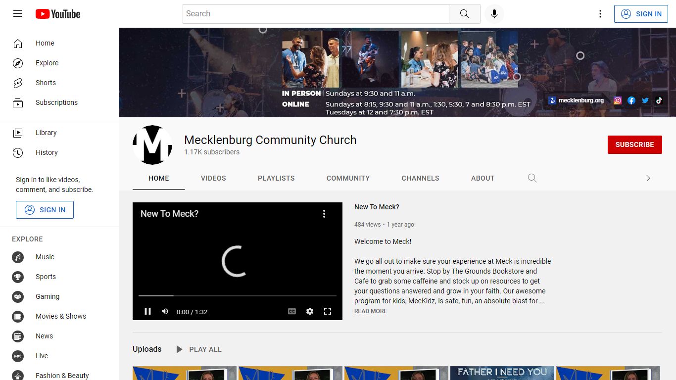 Mecklenburg Community Church - YouTube